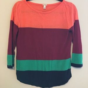 J.crew color block 3/4 sleeve sweater top
